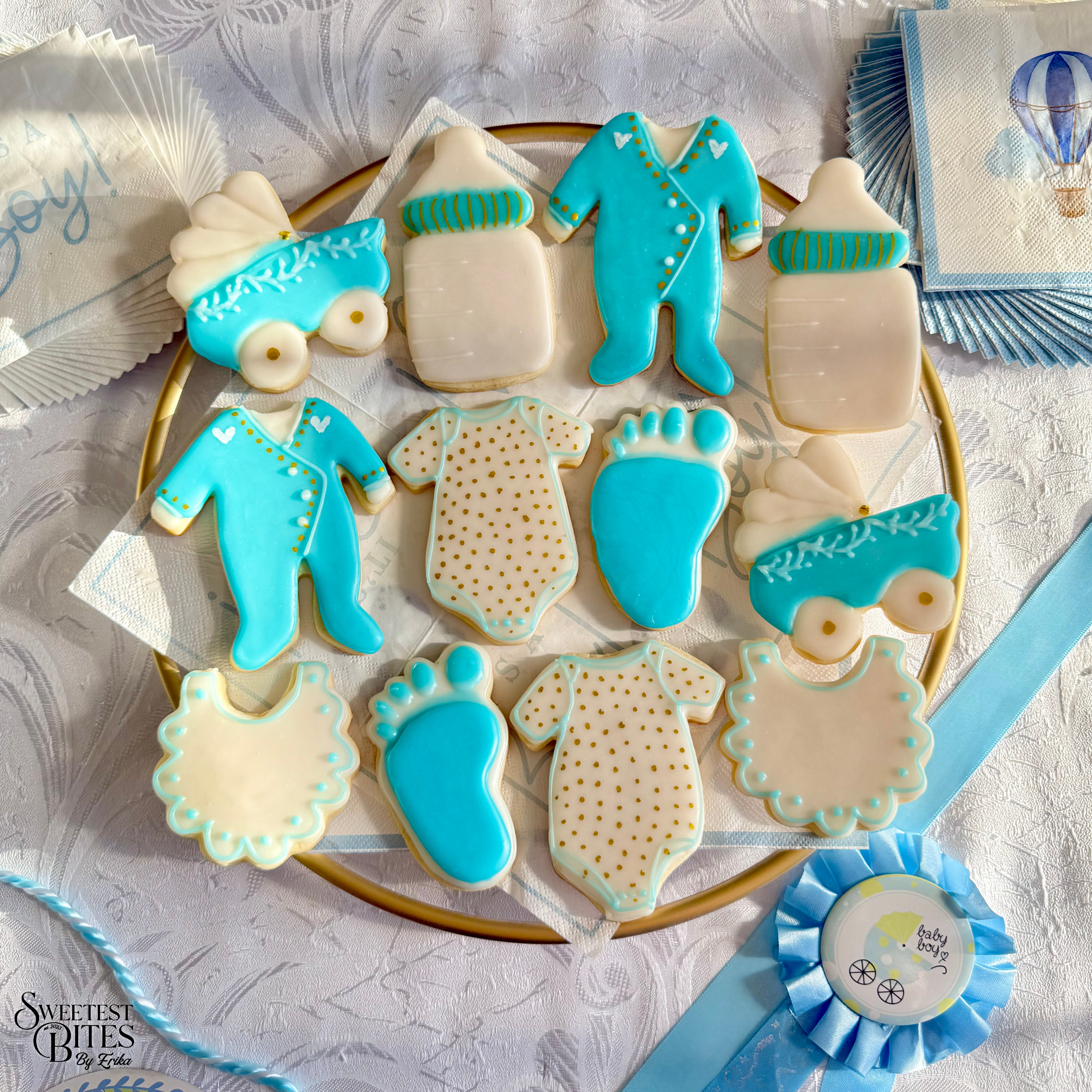 Baby Shower Blue/Pink Decorated Sugar Cookies [Box of 4, 6, or 12]