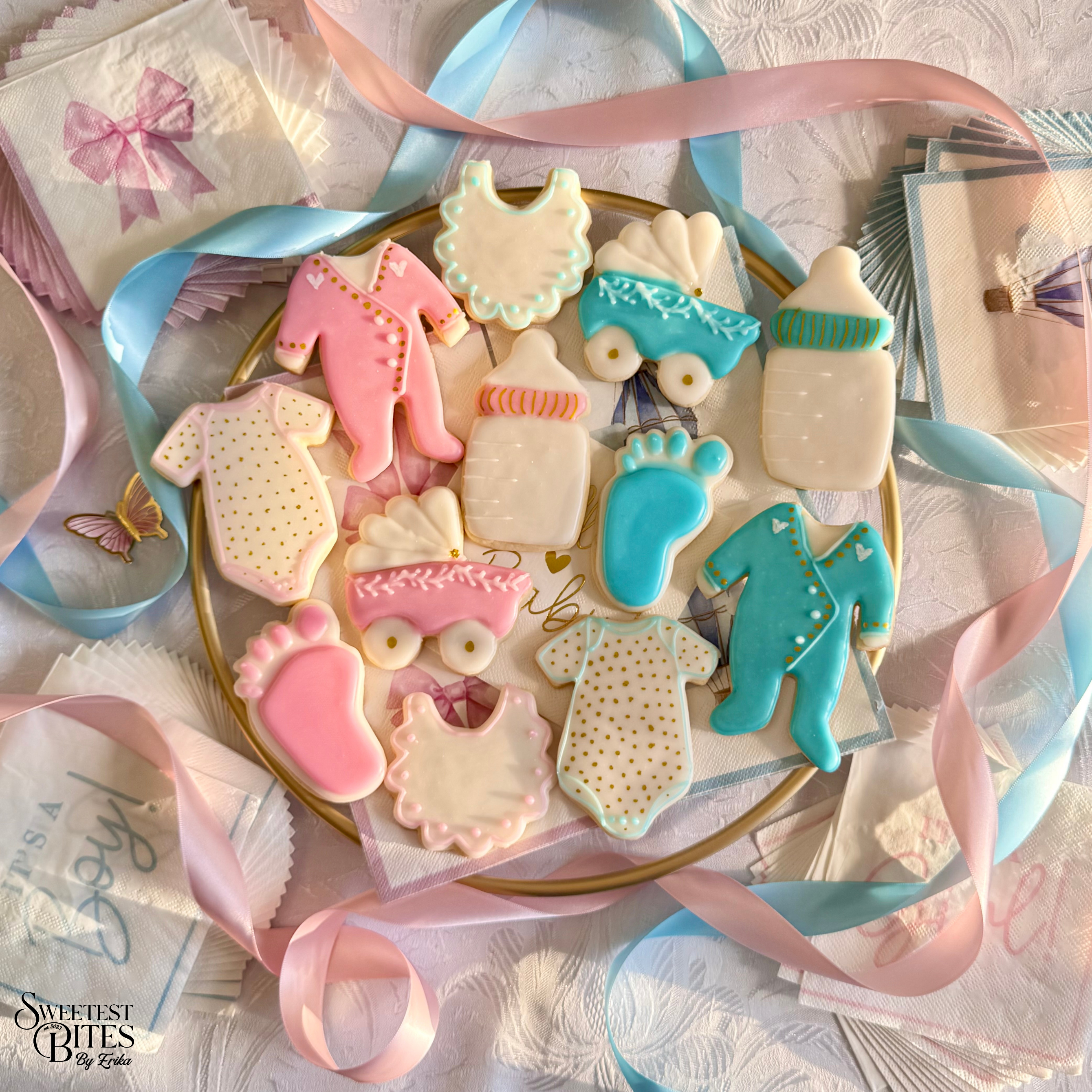 Baby Shower Blue/Pink Decorated Sugar Cookies [Box of 4, 6, or 12]