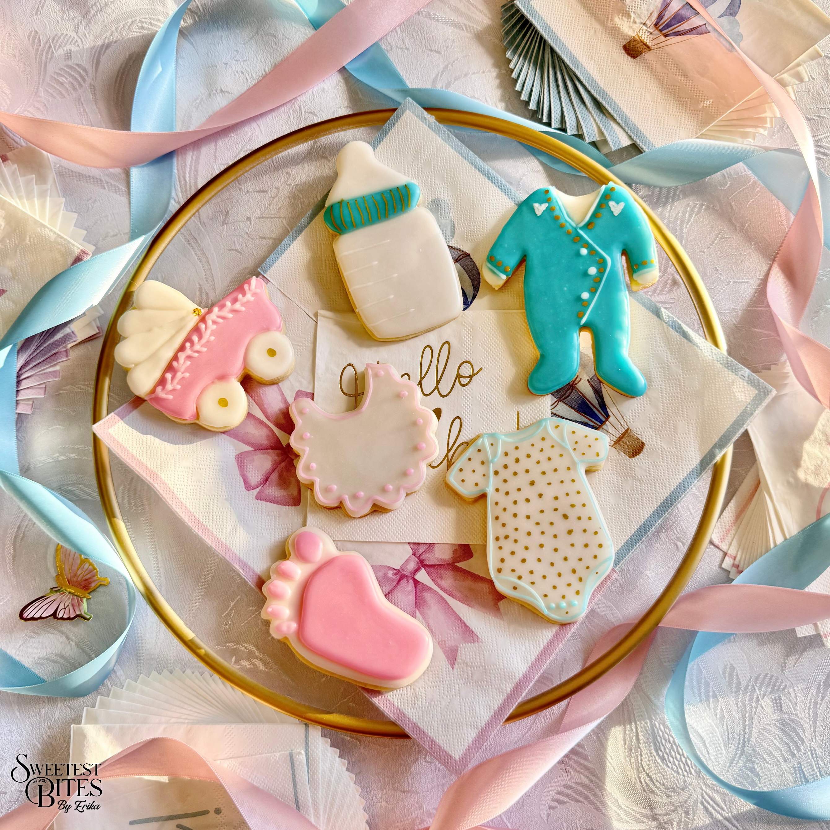 Baby Shower Blue/Pink Decorated Sugar Cookies [Box of 4, 6, or 12]