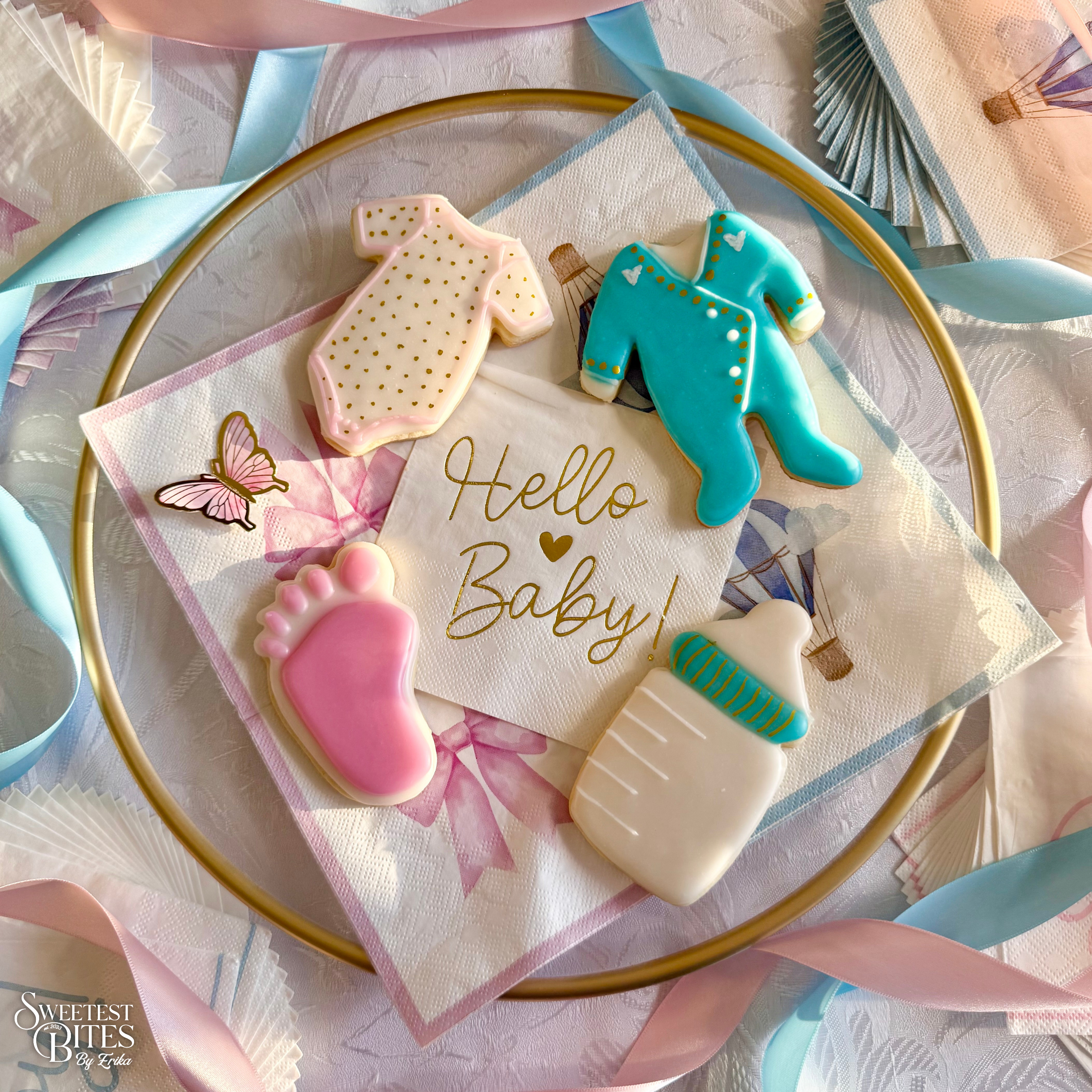 Baby Shower Blue/Pink Decorated Sugar Cookies [Box of 4, 6, or 12]