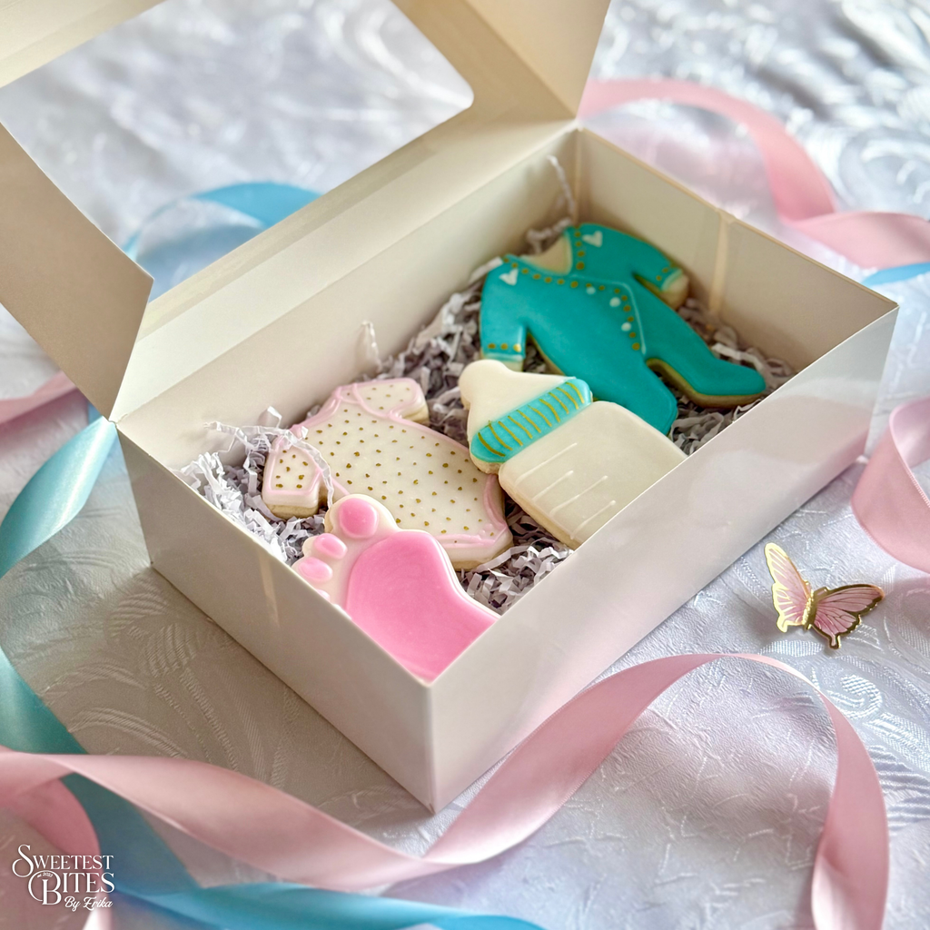 Baby Shower Blue/Pink Decorated Sugar Cookies [Box of 4, 6, or 12]
