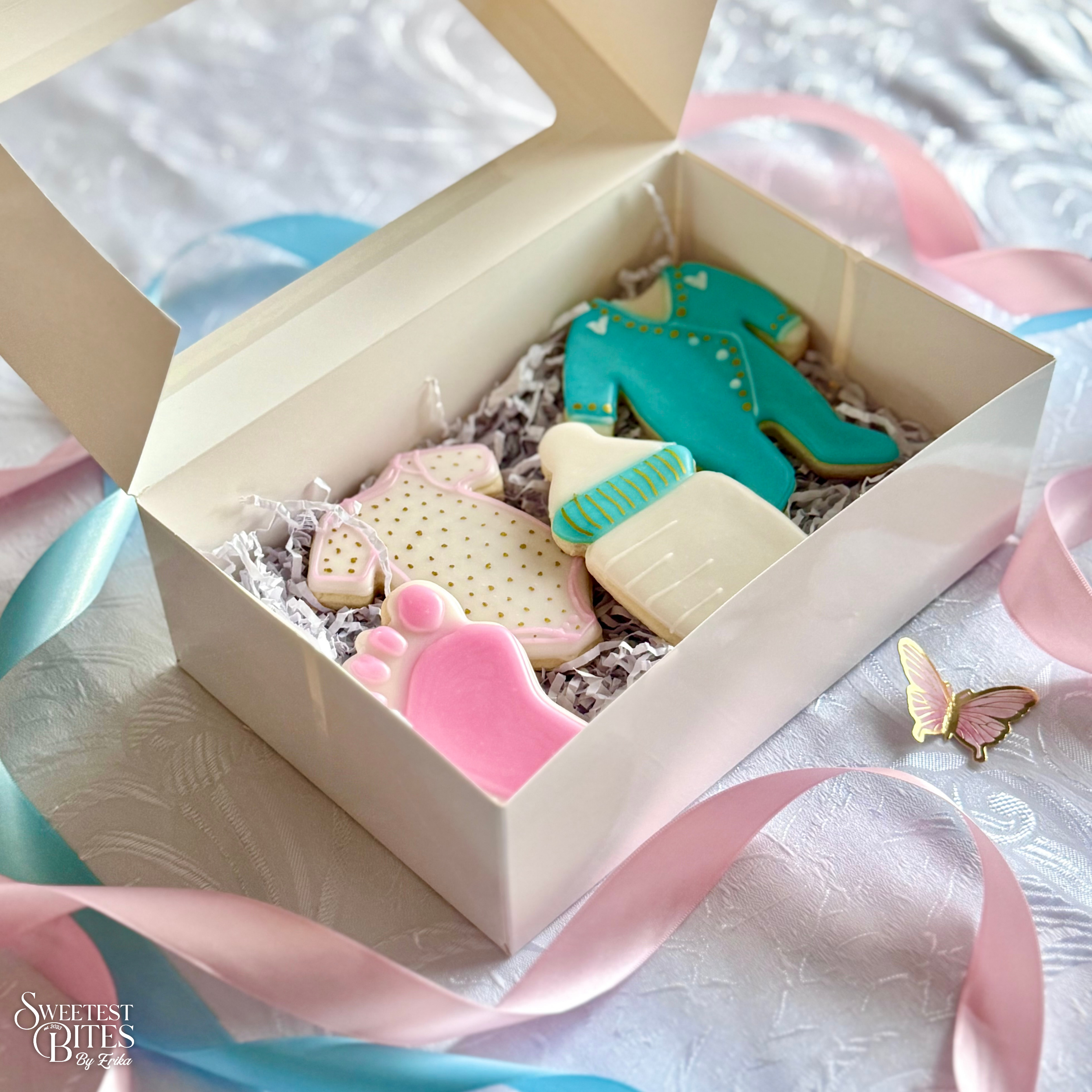 Baby Shower Blue/Pink Decorated Sugar Cookies [Box of 4, 6, or 12]