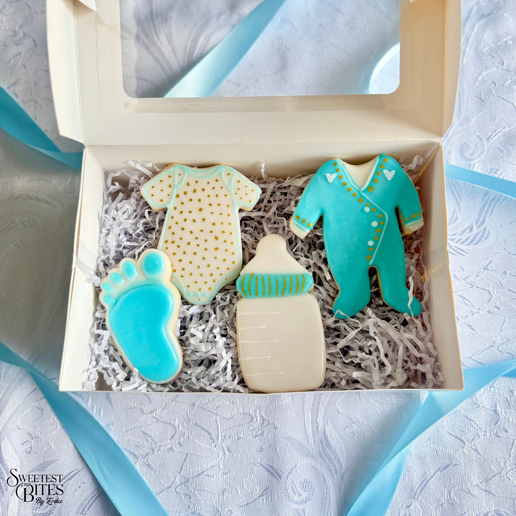 Baby Shower Blue/Pink Decorated Sugar Cookies [Box of 4, 6, or 12]