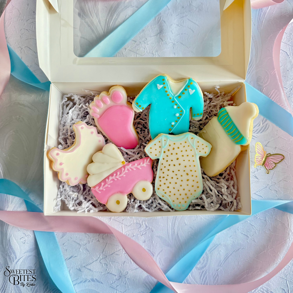 Baby Shower Blue/Pink Decorated Sugar Cookies [Box of 4, 6, or 12]