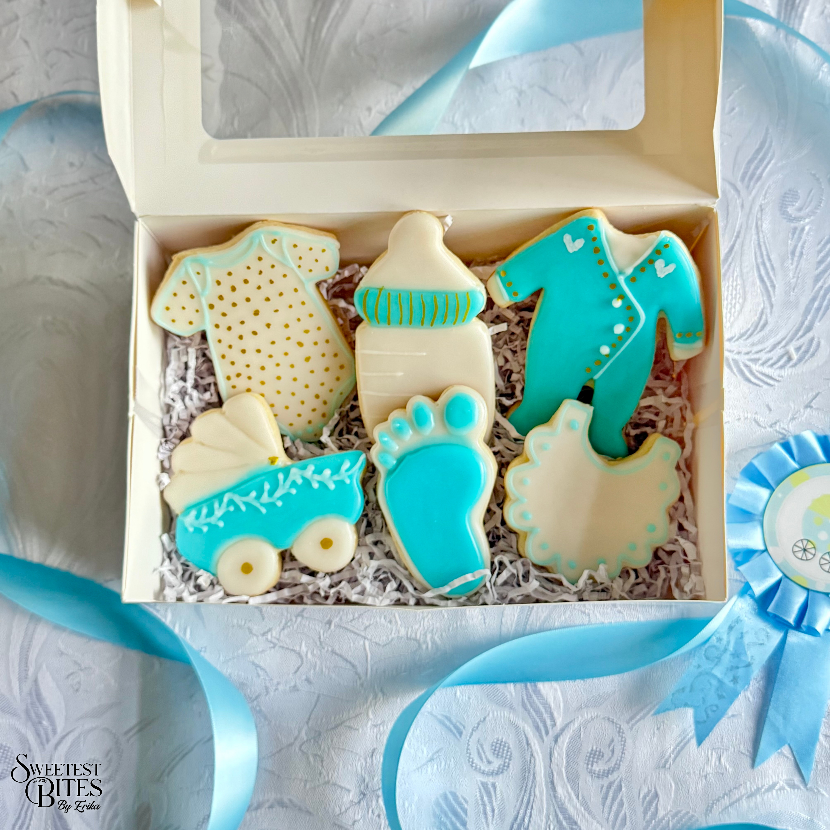 Baby Shower Blue/Pink Decorated Sugar Cookies [Box of 4, 6, or 12]