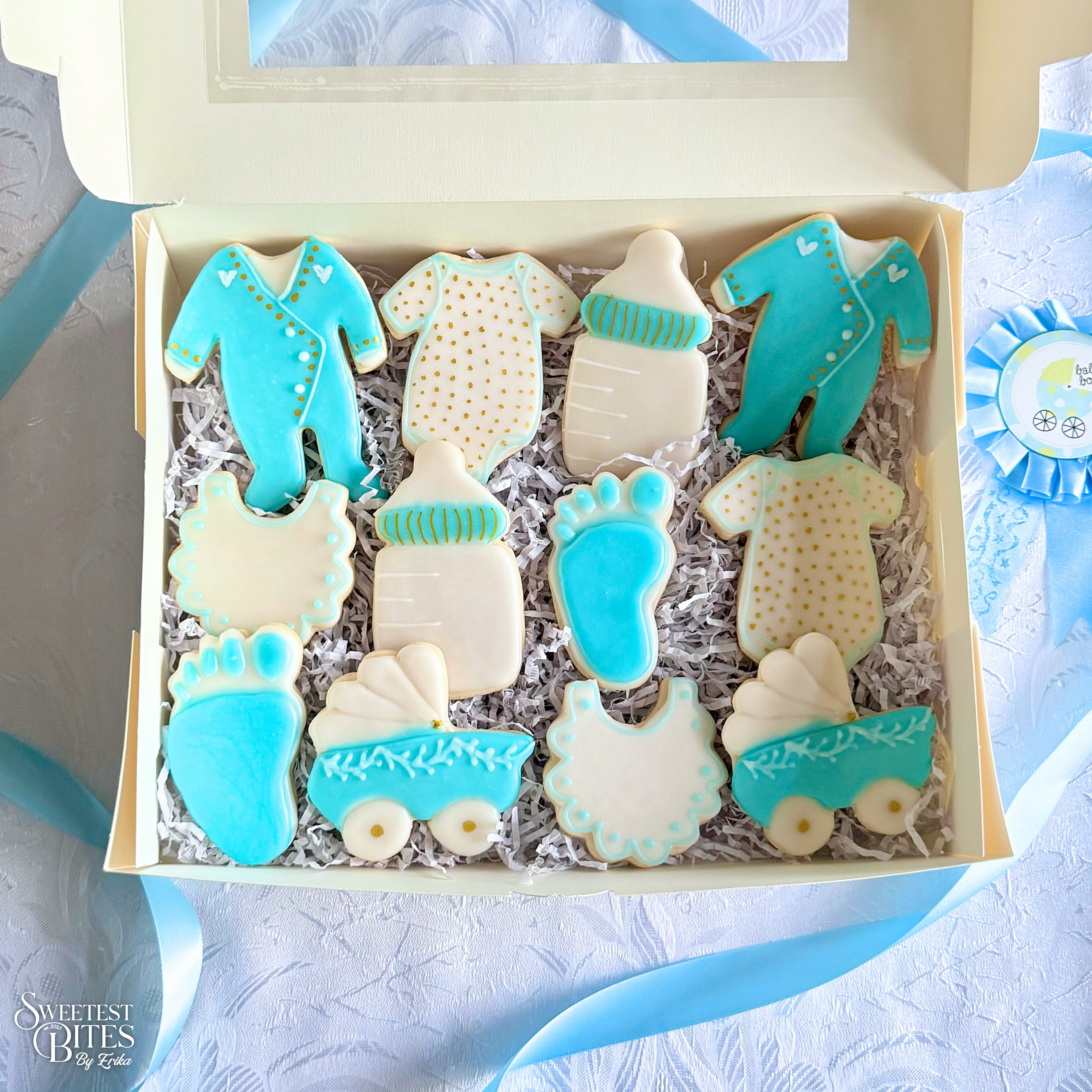 Baby Shower Blue/Pink Decorated Sugar Cookies [Box of 4, 6, or 12]